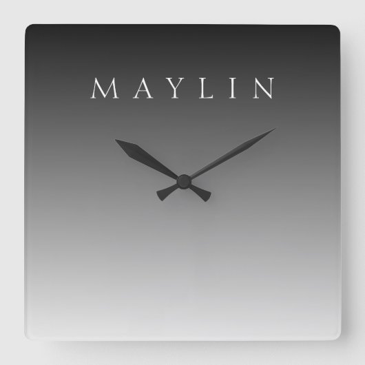 Klassieke naam of woord | Gradiëntgrijs Vierkante Klok (Voorkant)