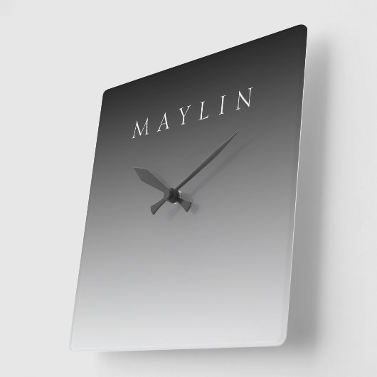 Klassieke naam of woord | Gradiëntgrijs Vierkante Klok (Hoek)