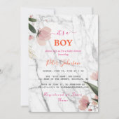 Klassieke Naam Pas Wit Marmeren Baby shower aan Kaart (Voorkant)