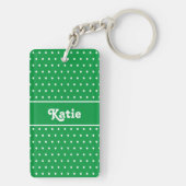 Klassieke  naam Polka Dot Groen en Wit Sleutelhanger (achterkant)