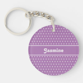 Klassieke naam Polka Dot Lavendel Paarse & Wit Sleutelhanger