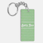 Klassieke naam Polka Dot Sage Licht Groen & Wit Sleutelhanger (Voorkant Links)