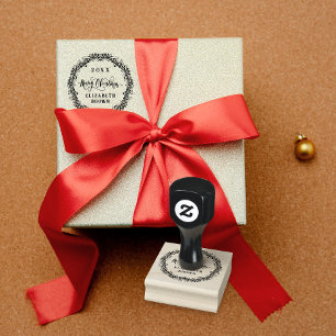 Klassieke Naam Retro Kerst Krans Liniar Rubberstempel