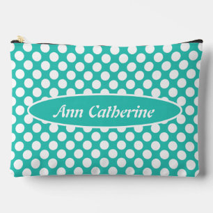 Klassieke naam turquoise & witte polka stippenpatr etui