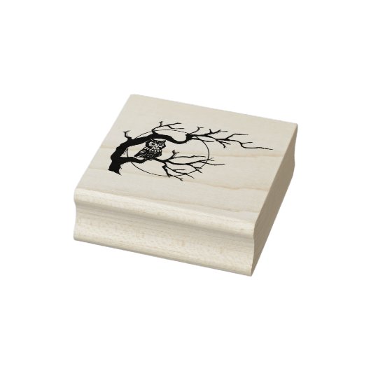 Klassieke Nachtuil op Tak met Moon Art Stamp Rubberstempel (Stempel)