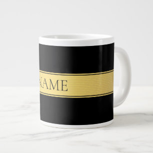 Klassieke namaak gouden streep en zwarte achtergro grote koffiekop