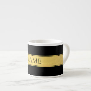 Klassieke namaak gouden streep & zwarte achtergron espresso kop