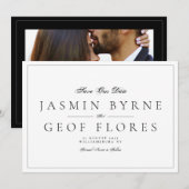 Klassieke NAMEN | Traditioneel zwart-withuwelijk Save The Date (Voorkant / Achterkant)