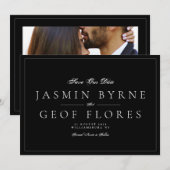 Klassieke NAMEN | Zwart-wit omhuld huwelijk Save The Date (Voorkant / Achterkant)