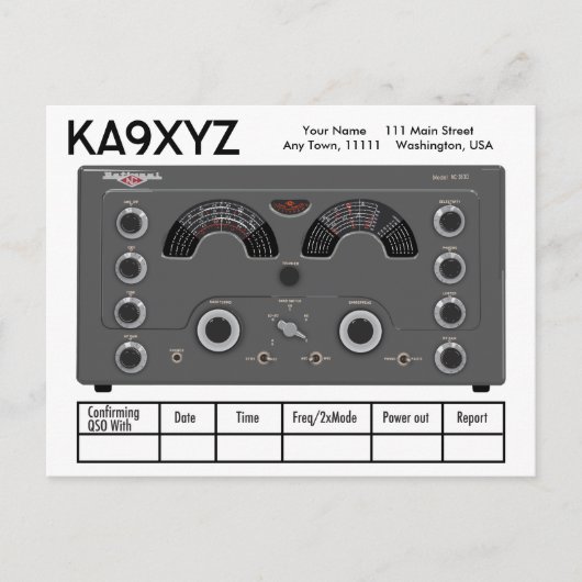 Klassieke Nationale NC-183D Radio Transceiver QSL Briefkaart (Voorkant)