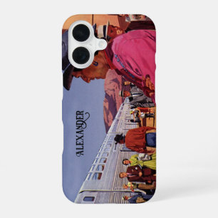 Klassieke Native American Indiaan bij een Treinsta iPhone 16 Hoesje