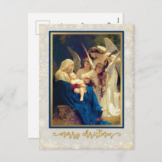 Klassieke Nativity Angels Muziek "Merry Christmas" Feestdagenkaart (Voorkant / Achterkant)