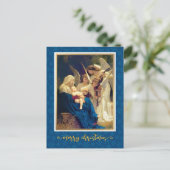 Klassieke Nativity Angels Muziek "Merry Christmas" Feestdagenkaart (Staand voorkant)