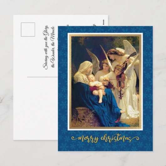 Klassieke Nativity Angels Muziek "Merry Christmas" Feestdagenkaart (Voorkant / Achterkant)