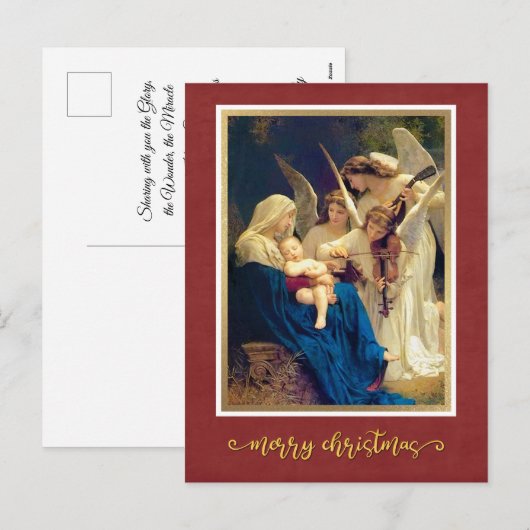 Klassieke Nativity Angels Muziek "Merry Christmas" Feestdagenkaart (Voorkant / Achterkant)