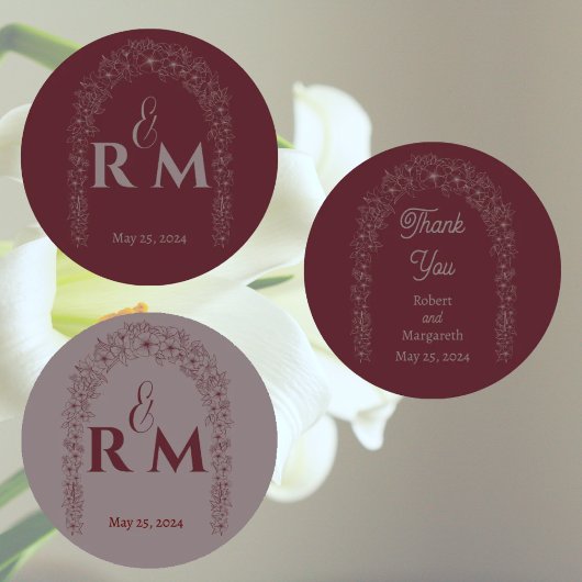 Klassieke Natuur Bloemenrood Trouwhek Labels