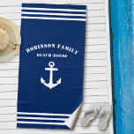 Klassieke Nautical Anchor Family Beach marine Strandlaken<br><div class="desc">Klassieke antieke anker met de keukenhanddoek van uw eigen familienaam. Deze gepersonaliseerde handdoek zal je niet alleen droog houden,  maar is ook een leuk gespreksartikel. Maakt een geweldig cadeauobject voor elke keer.</div>