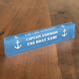 Klassieke Nautical Anchor Kapitein en Boat Naambordje