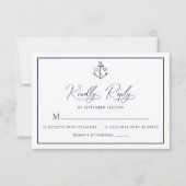 Klassieke Nautical Anchor Monogram Weddenschap RSVP Kaartje (Voorkant)