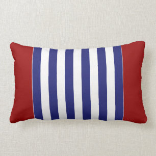 Klassieke Nautical Blue en White Stripe personaliz Kussen