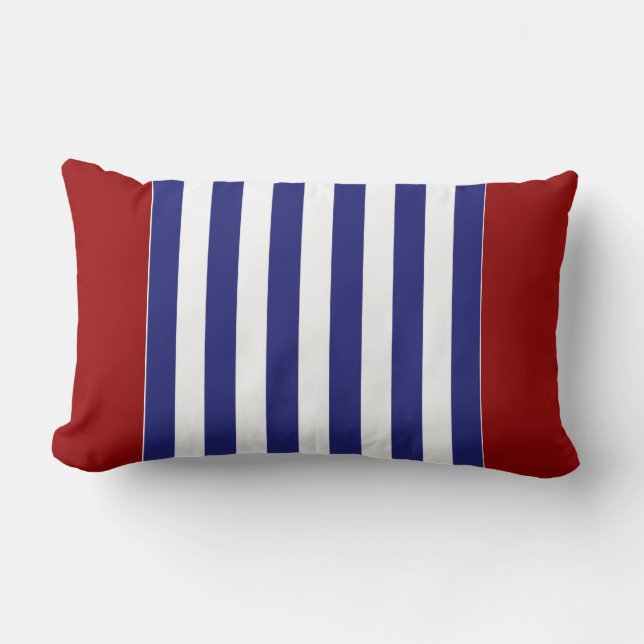Klassieke Nautical Blue en White Stripe personaliz Kussen (Voorkant)