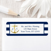 Klassieke Nautical Blue Stripes en Anchor Wedding Etiket (Insitu)