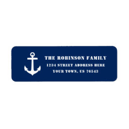 Klassieke Nautical Boat Anchor Navy Blue Address Etiket