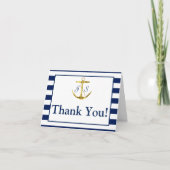 Klassieke Nautical Navy Blue Gold Weddenschap Hart Bedankkaart (Voorkant)