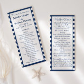 Klassieke Nautical Navy Blue Stripes Wedding Programmakaart