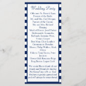 Klassieke Nautical Navy Blue Stripes Wedding Programmakaart (Achterkant)