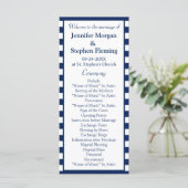 Klassieke Nautical Navy Blue Stripes Wedding Programmakaart (Staand voorkant)