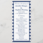 Klassieke Nautical Navy Blue Stripes Wedding Programmakaart (Voorkant)