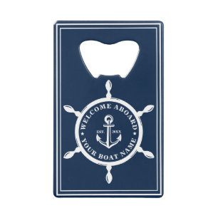 Klassieke Nautical Navy Personalized Boat Name Creditkaart Flessenopener