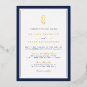 Klassieke Nautical Seahorse Weddenschap Gold Folie Uitnodiging (Voorkant)