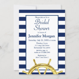 Klassieke Nautical Stripes Navy Gold Vrijgezellenf Kaart