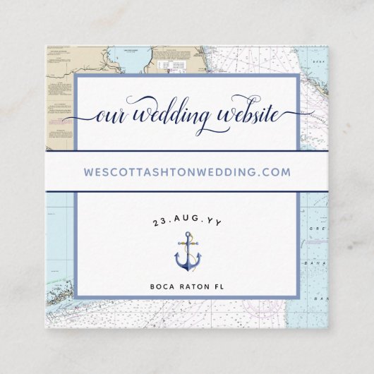 Klassieke #Nautical #Wedding Website Zuid #Florida Informatiekaartje (Voorkant)