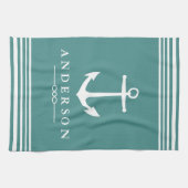 Klassieke Nautical White Stripes & Anchor Theedoek (Horizontaal)