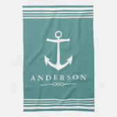 Klassieke Nautical White Stripes & Anchor Theedoek (Verticaal)