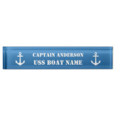 Klassieke nautische anker kapitein en boot naambordje (Voorkant)