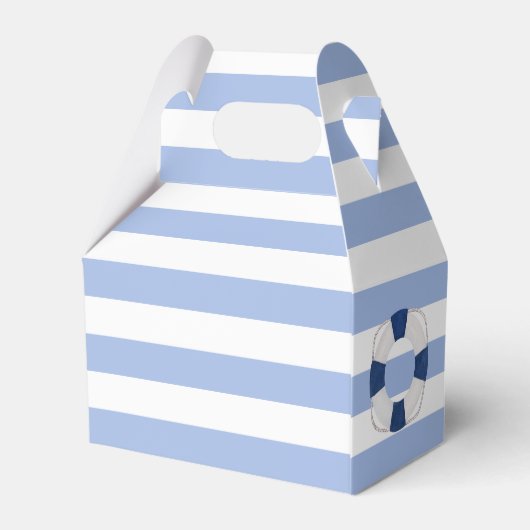 Klassieke Nautische Marine Blauw Wit Strepen Bruil Bedankdoosjes (Achterkant)