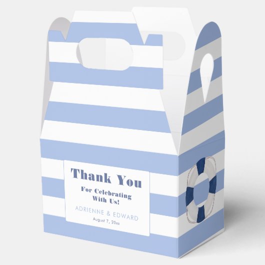 Klassieke Nautische Marine Blauw Wit Strepen Bruil Bedankdoosjes (Geopend)