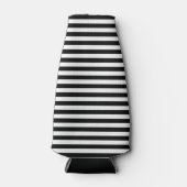 Klassieke nautische streep zwart en wit flesjeskoeler (Voorkant)
