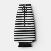 Klassieke nautische streep zwart en wit flesjeskoeler (Achterkant)