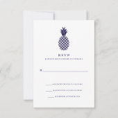 Klassieke Navy Ananas Bruiloft RSVP (Voorkant)