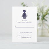 Klassieke Navy Ananas Bruiloft RSVP Kaartje (Staand voorkant)