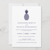 Klassieke Navy Ananas bruiloft uitnodiging (Voorkant)