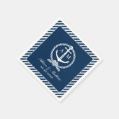 Klassieke Navy Anker Monogram Bruiloft Servet (Hoek)
