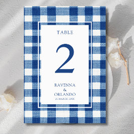 Klassieke Navy Baby Blauwe Plaid Gingham Bruiloft Kaart