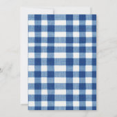 Klassieke Navy Baby Blauwe Plaid Gingham Bruiloft Save The Date (Achterkant)