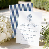 Klassieke Navy Blauwe Hortensia Bruiloft Save The Date